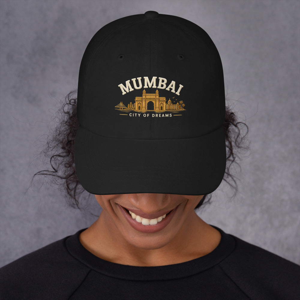 Woman wearing the Mumbai – City of Dreams Cap in black — Step2Strength